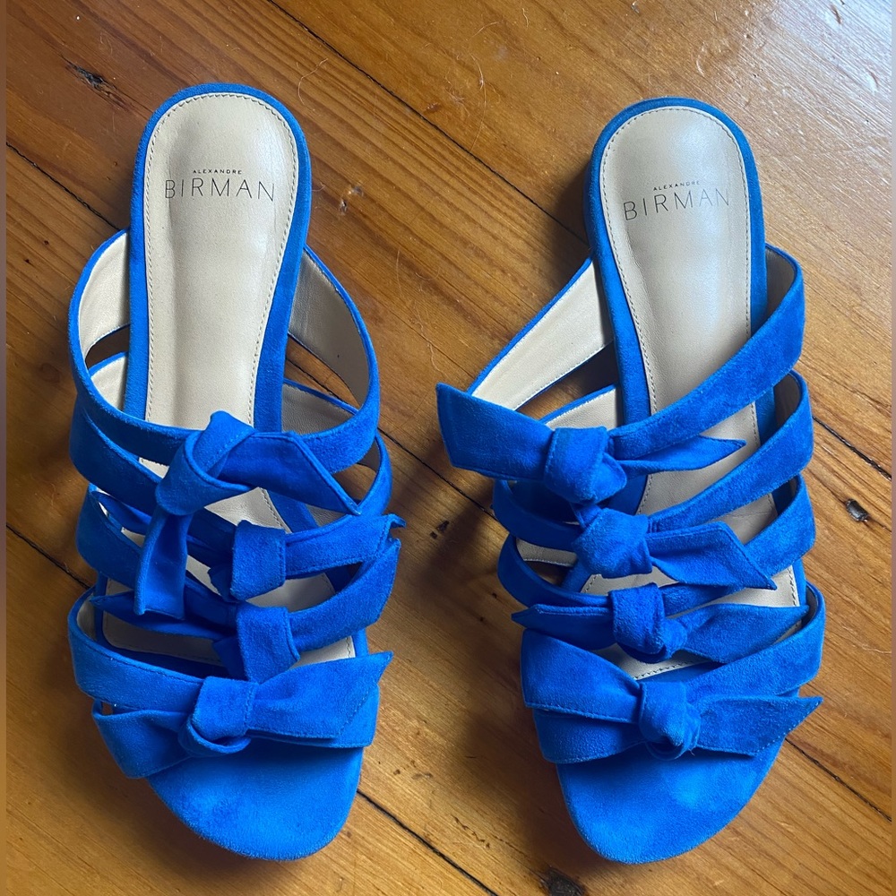 Alexandre Birman Blue Bow Flat Sandals